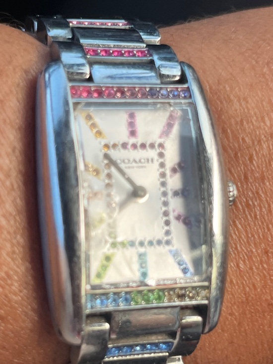Coach Accessories - Women's Reese Silver-Tone Stainless Steel and Rainbow Crystal Watch 24mm